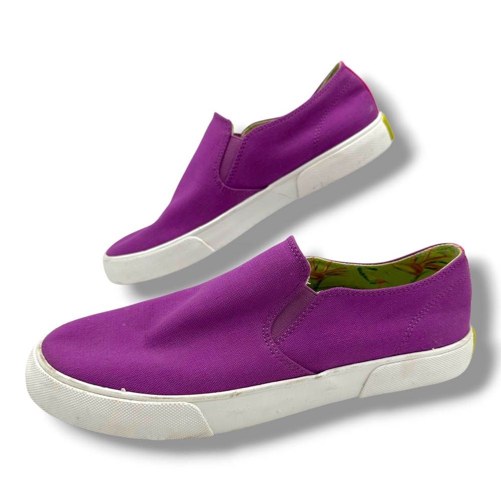 Vionic Groove Purple Canvas Slip On Sneakers Womens Sz 9 ‎ Bird  Paradise Floral